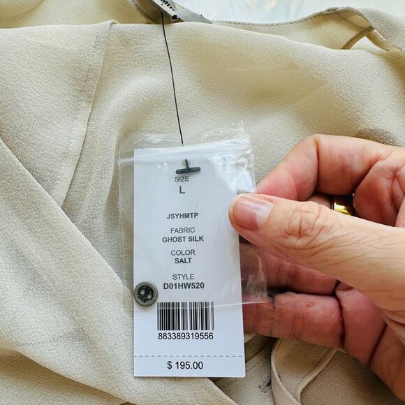 NWT Helmut Ghost 100% Sheer Silk in Salt V-Neck Sleeveless Blouse L - Picture 7 of 12